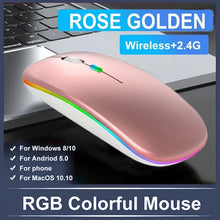 Lade das Bild in den Galerie-Viewer, RGB Funkmaus – Bluetooth & 2,4GHz – Wiederaufladbar & Leise