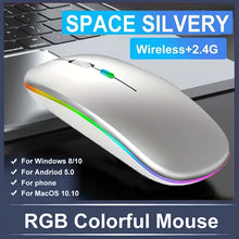 Lade das Bild in den Galerie-Viewer, RGB Funkmaus – Bluetooth & 2,4GHz – Wiederaufladbar & Leise