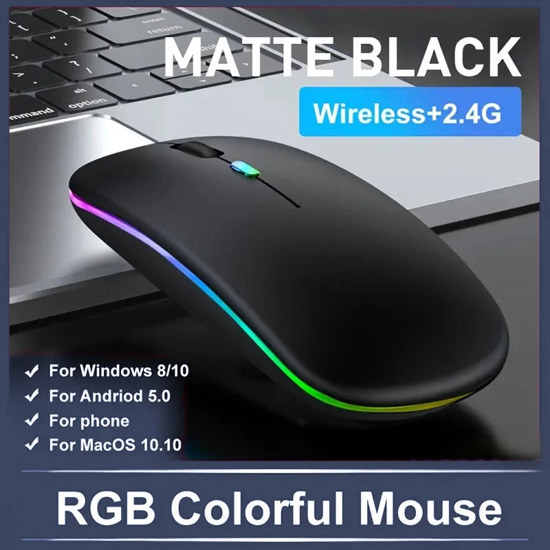 RGB Funkmaus – Bluetooth & 2,4GHz – Wiederaufladbar & Leise