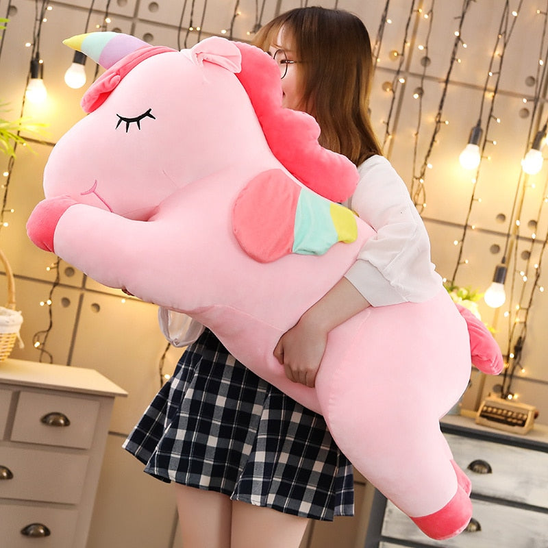 EXQUILEG XXL Einhorn Kuscheltier, 50 Cm, Rosa – Mit Buntem Schwanz, Plüsch & Superweich